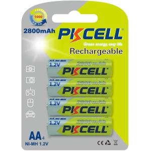 PKCell AA Ni-MH Rechargeable Battery 2800mAh 1.2V 4 Pcs/Pack