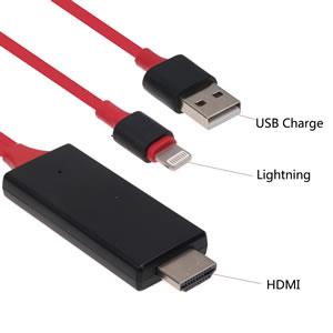 Lightning (For Apple Devices) To HDMI HDTV Cable Plug & Play 6ft - Click Image to Close