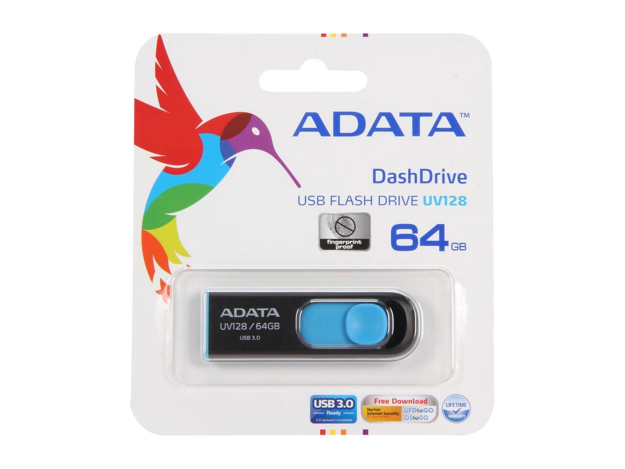 ADATA 64GB UV128 USB 3.0 Flash Drive (AUV128-64G-RBE) - Click Image to Close