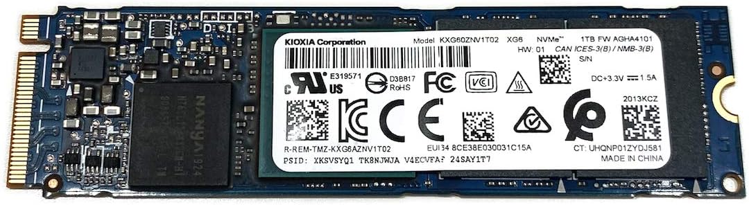 1TB KIOXIA XG6 M.2 2280 PCIe Gen3 x4 NVMe KXG60ZNV1T02 SSD Used