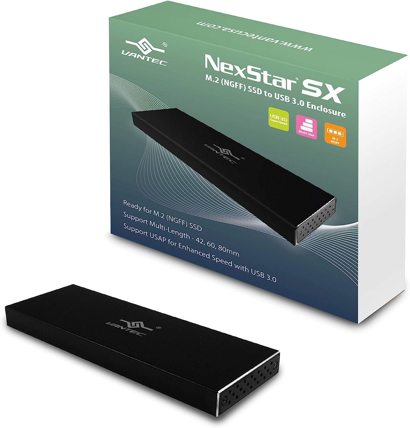 Vantec NexStar SX M.2 SSD to USB 3.0 Enclosure (NST-M2STS3-BK) - Click Image to Close