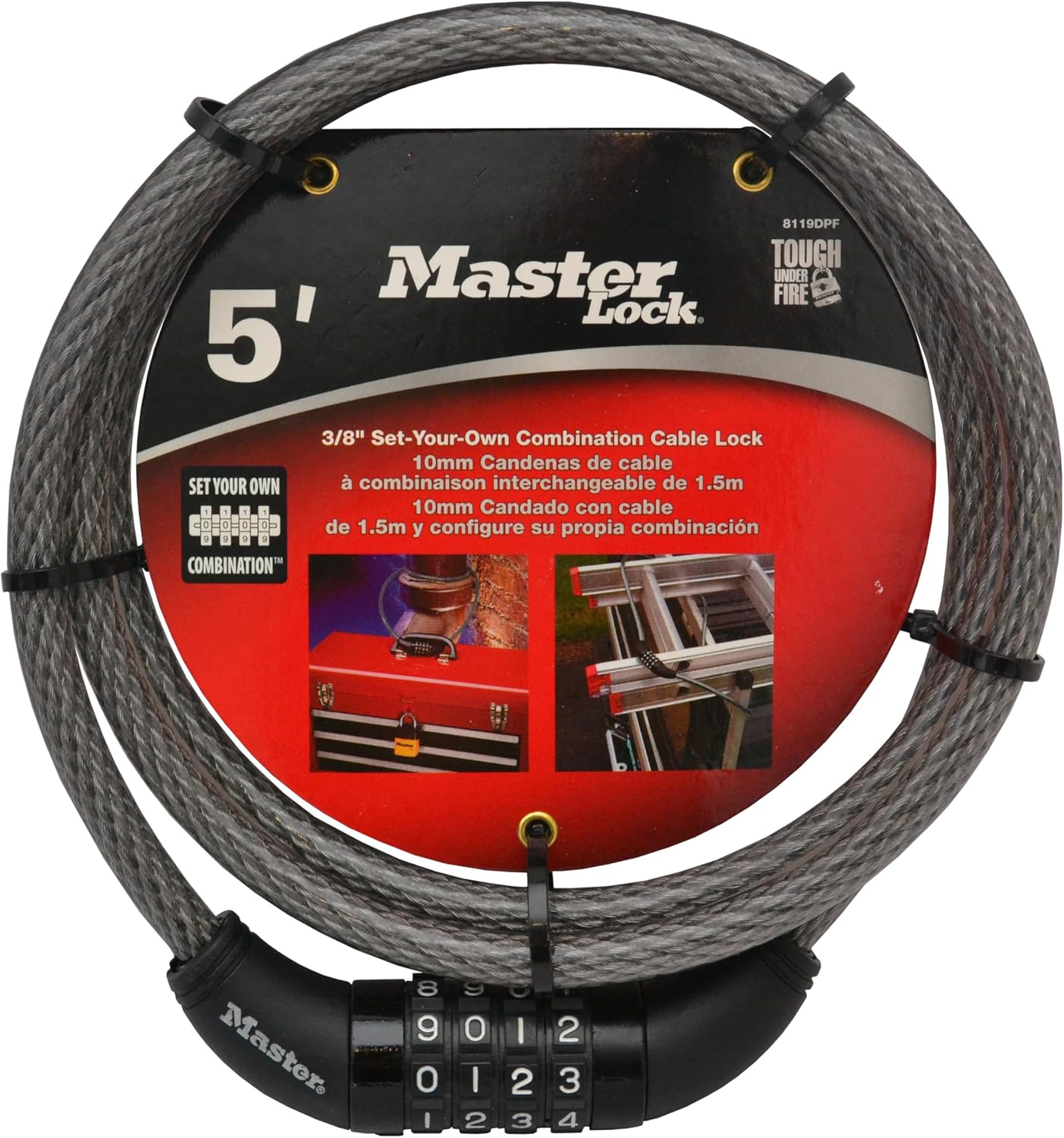 Master Lock 8119DPF Combination Barrel & Cable Padlock