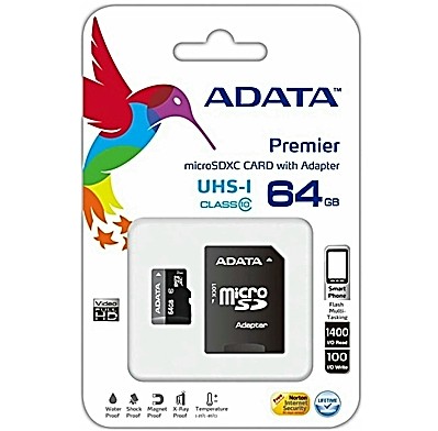 ADATA Premier 64 GB Micro SDXC UHS-I U1 Class 10 Memory Card
