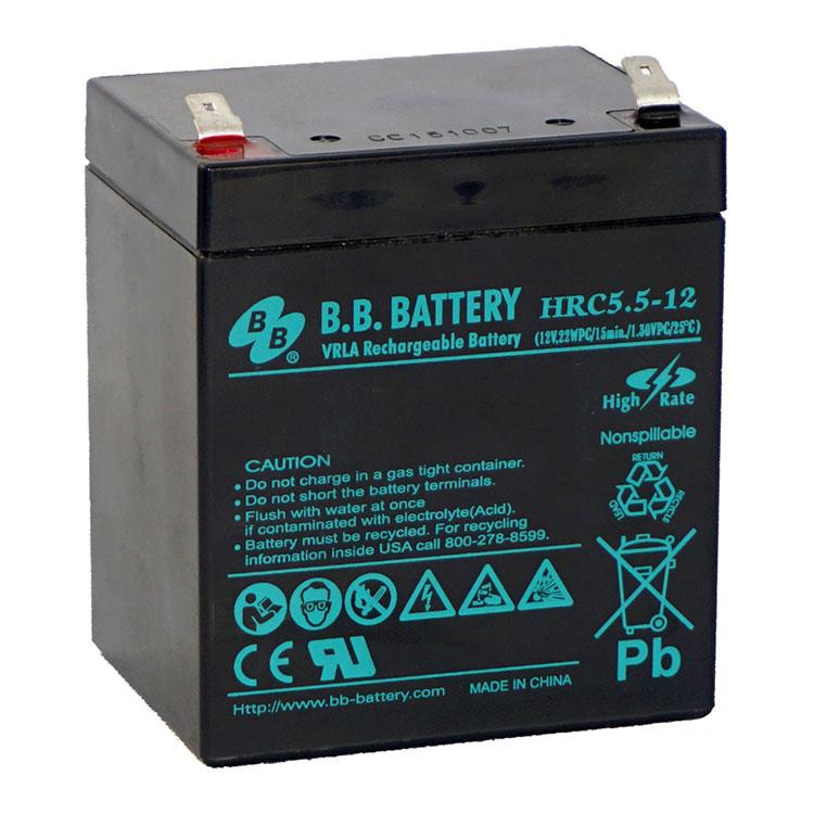 B.B. HRC5.5-12 High Rate VRLA Rechargeable New Battery 12V 5.5AH - Click Image to Close