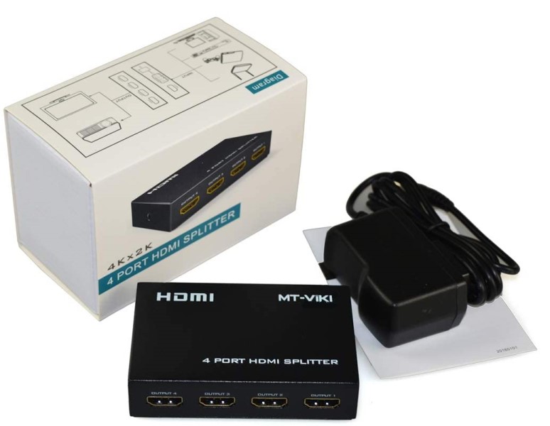 HDMI SPLITTER 1 IN 4 OUT 4K*2K@30Hz with Power Adapter - Click Image to Close