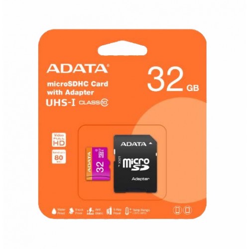 ADATA 32GB MicroSD SDHC/SDXC UHS-I U1 Class 10 w/ Adapter