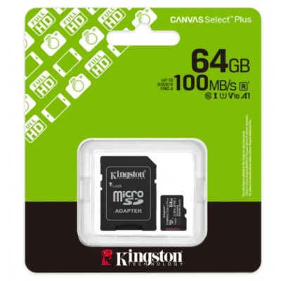 Kingston 64GB microSDHC Class 10 with SD Adapter SDCS3/64GB