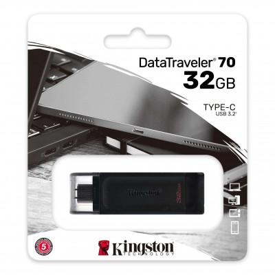 Kingston 32 GB DT70 USB 3.2 Type-C Flash Drive DT70/32GB - Click Image to Close