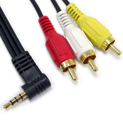 3.5mm Male to 3 RCA Male Video & Stereo Audio Cable 6'