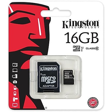 Kingston microSDHC 16 GB (Class 10) with SD Adapter SDC10/16GB - Click Image to Close