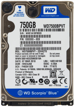 2.5" 160 GB SATA Notebook Hard Drive Used