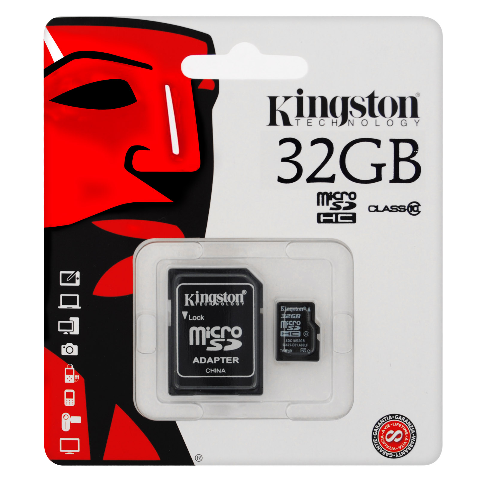Kingston microSDHC 32 GB (Class 10) with SD Adapter SDC10/32GB